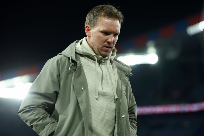 27 March 2026, Switzerland, Basel: Germany's coach Julian Nagelsmann leaves the field after the International Friendly soccer match between Switzerland and Germany at St. Jakob Park. Photo: Christian Charisius/dpa - IMPORTANT NOTICE: DFL and DFB regulatio