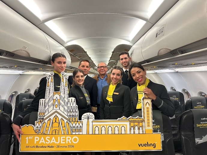 Imatge del primer vol de Vueling entre Barcelona i Nador (Marroc).