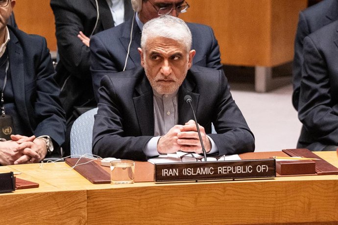 February 28, 2026, New York, New York, USA: Ambassador AMIR SAEID IRAVANI of Iran attends emergency Security Council meeting on military escalation in Middle East held at UN Headquarters in New York. Earlier in the day United States and Israel attacked Ir