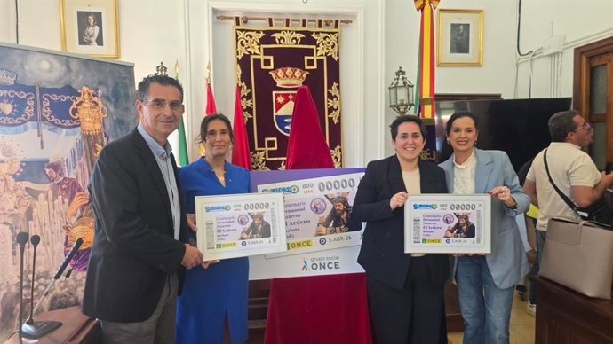 Revelación del cupón de la ONCE conmemorativo por el centenario de la Hermandad de Nuestro Padre Jesús Nazareno 'El Ardero', María Santísima de los Dolores y San Juan Evangelista de Barbate.