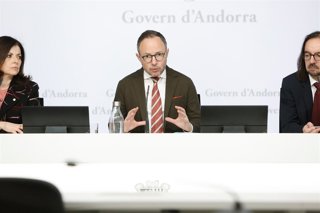 Imma Tor, Xavier Espot y Landry Riba en la rueda de prensa de este lunes sobre el Entry Exit System