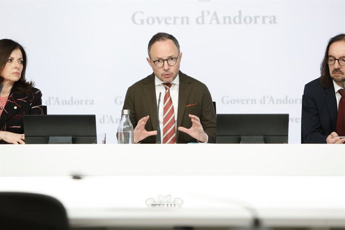 Imma Tor, Xavier Espot i Landry Riba en la roda de premsa d'aquest dilluns sobre l'Entry Exit System