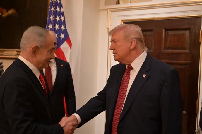 Archivo - El presidente de Estados Unidos, Donald Trump, y el primer ministro israelí, Benjamin Netanyahu