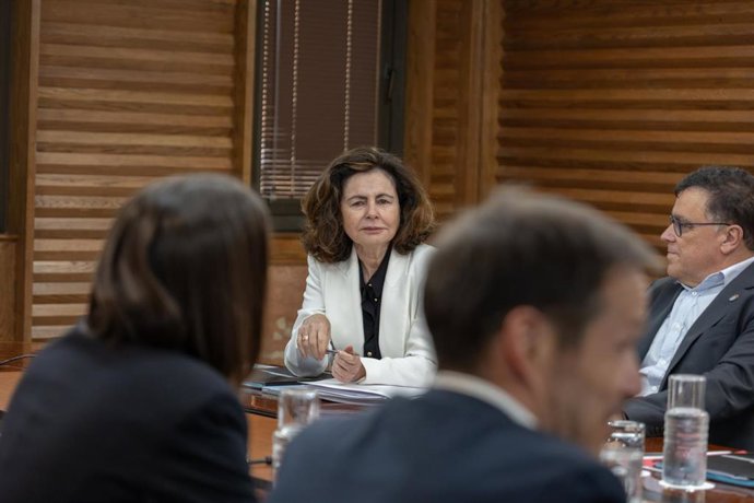 La consejera de Hacienda, Matilde Asián, en una reunión de Consejo de Gobierno de Canarias