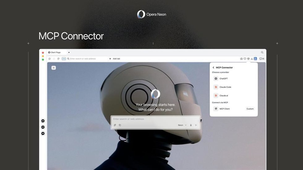 MCP Connector en el navegador Opera Neon