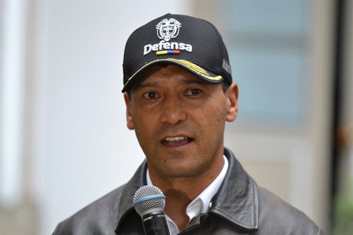 March 6, 2026, Bogota, Bogota D.C, Colombia: Colombia's minister of defense Pedro Sanchez takes part during a press conference announcing the instalation of a PMU (Unified Command Post) to monitor the elections on march 8, in Bogota, Colombia march 6, 202