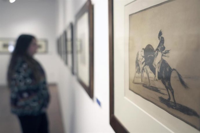 Una visitante al Centro Cultural Fundación Unicaja de Antequera (Málaga) con motivo de la exposición ‘La tauromaquia de Francisco de Goya y Lucientes’.