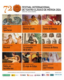 Cartel de la programación del 72º Festival de Teatro de Mérida