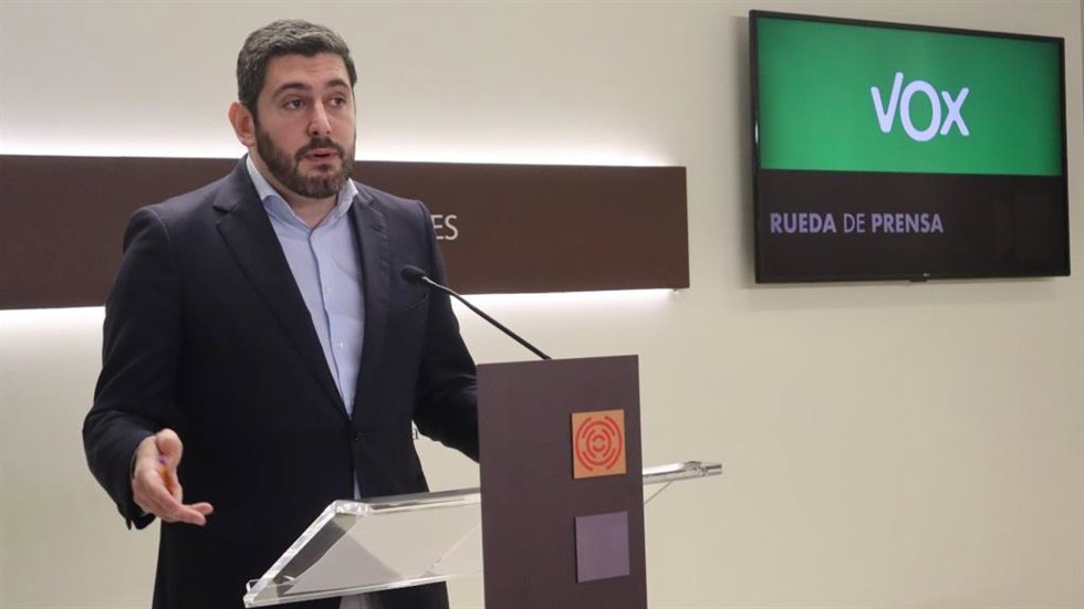 El portavoz parlamentario de Vox, Alejandro Nolasco.