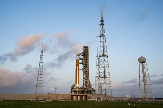 29 March 2026, US, Kennedy Space Center: The NASA Artemis II Space Launch System rocket with the Orion spacecraft is secured to the mobile launcher on Launch Pad 39B at the Kennedy Space Center. Photo: Aubrey Gemignani/Nasa/Planet Pix via ZUMA Press Wire/