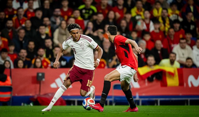 31 March 2026, Spain, Barcelona: Spain's Lamine Yamal in action during an International Friendly match between Spain and Egypt at RCDE Stadium. Photo: Felipe Mondino/SOPA Images via ZUMA Press Wire/dpa