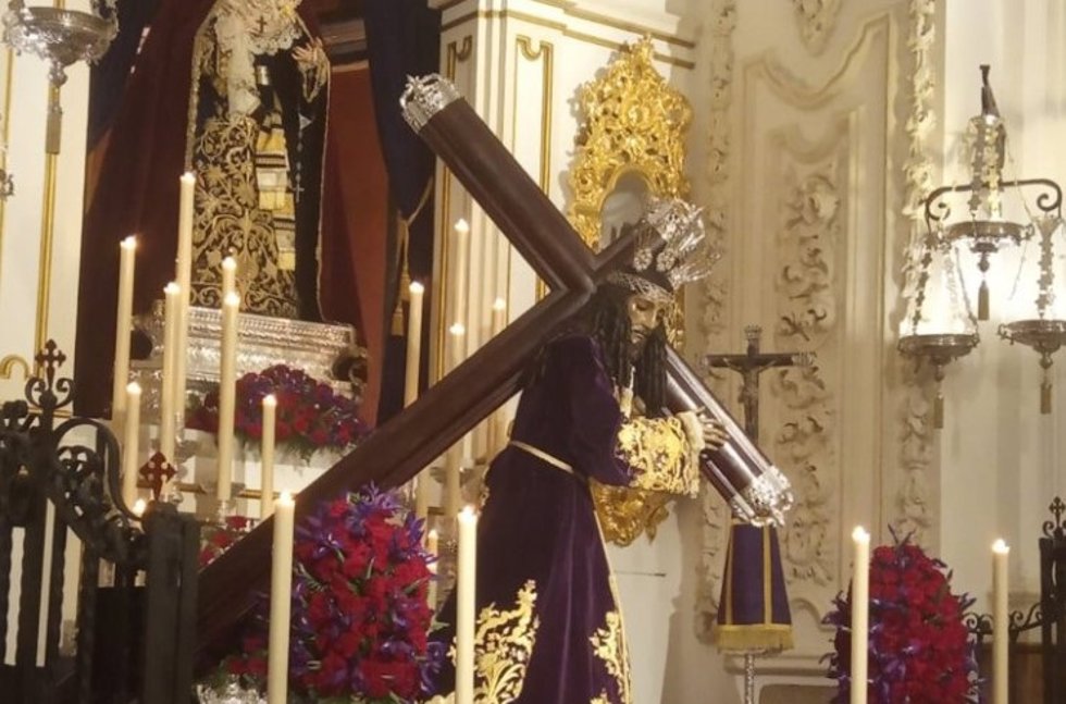 Archivo - Sagrados titulares de la Cofradía de Nuestro Padre Jesús Nazareno Titulado El Rico y María Santísima del Amor de Málaga. Imagen de archivo. 