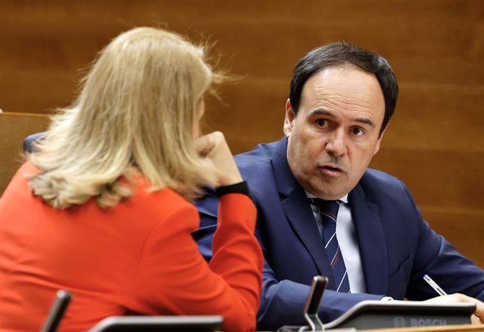 El 'president' Juanfran Pérez Llorca en el pleno de Les Corts