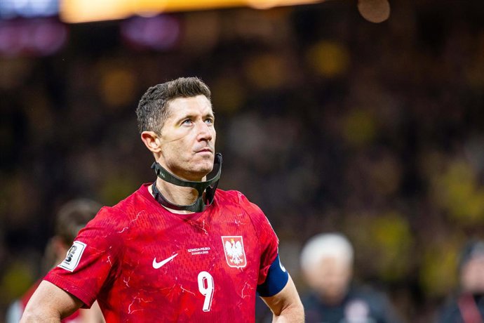 March 31, 2026, Sztokholm, SZWECJA: 31.03.2026 SZTOKHOLM, STRAWBERRY ARENA, PILKA NOZNA (FOOTBALL).ELIMINACJE MISTRZOSTW SWIATA FIFA 2026 ( FIFA World Cup 26 UEFA Qualifiers ).FINAL BARAZY SZWECJA - POLSKA  ( SWEDEN - POLAND )  NZ ROBERT LEWANDOWSKI.FOTO 