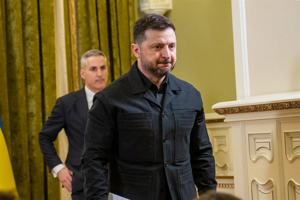 El presidente ucraniano, Volodimir Zelenski, en una reciente rueda de prensa en Kiev.