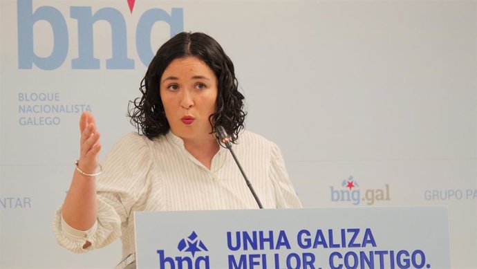 La diputada del BNG Saleta Chao en rueda de prensa.