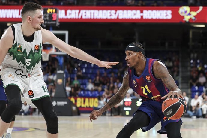 Archivo - Willl Clyburn, del Barça, en acción durante el partido de la Euroliga 2025/26 contra el Zalgiris Kaunas en el Palau Blaugrana, el 23 de octubre de 2025  