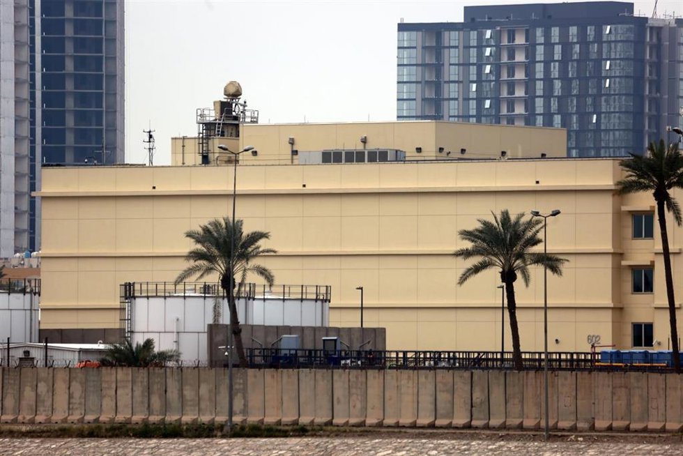 Vista de la Embajada de Estados Unidos en Bagdad, Irak
