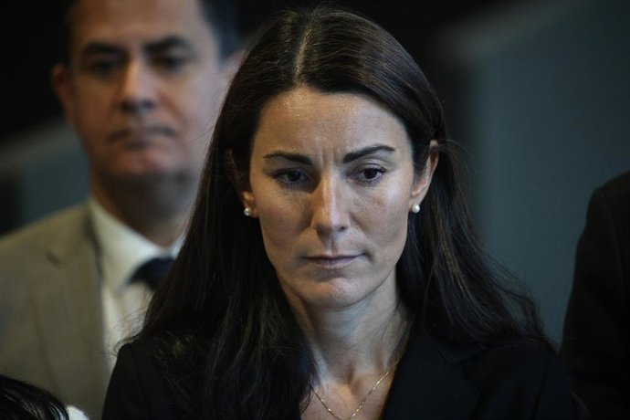 Santiago, 27 de marzo 2026.  La Ministra de Seguridad Trinidad Steinert se refiere al ataque con arma blanca perpetrado por un alumno de un liceo en Calama en la cual fallecio una inspectora  Diego Martin/Aton Chile