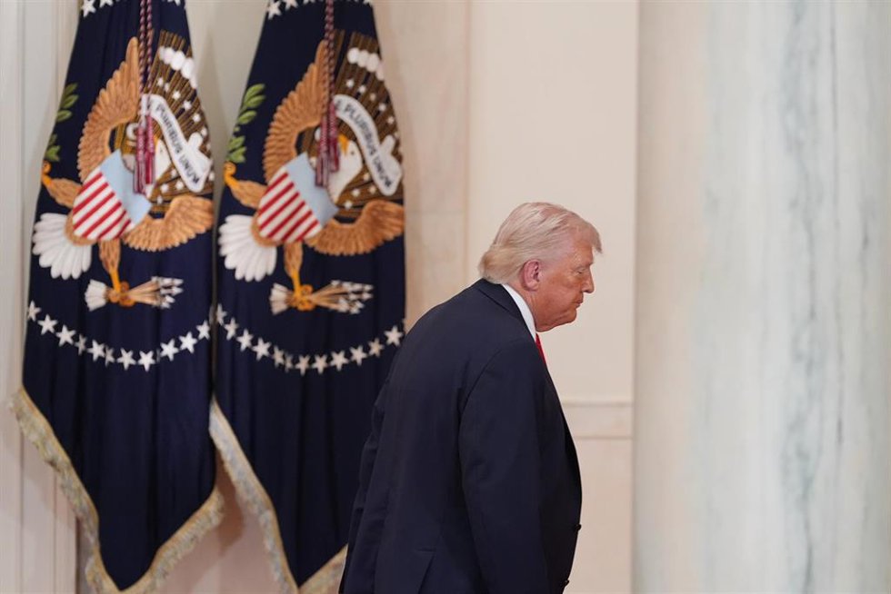 El presidente estadounidense, Donald Trump, en el marco de su discurso sobre la guerra en Irán 