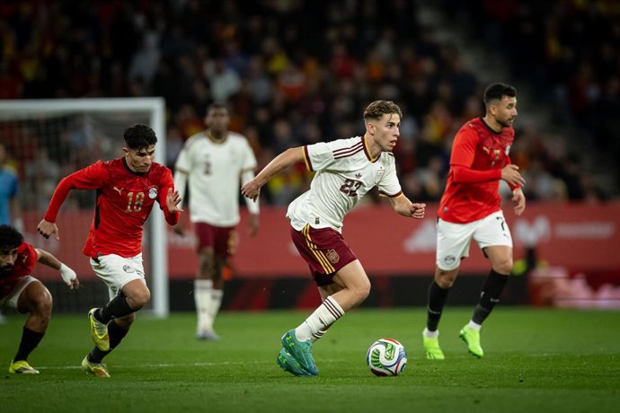 March 31, 2026, Barcelona, Spain: Fermin Lopez of Spain controls the ball during a friendly match between Spain and Egypt at RCDE Stadium in Barcelona, , Spain, on March 31 2026. Photo by Felip Mondino