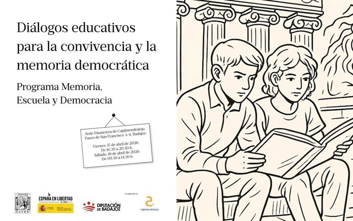 Cartel del 'Diálogo educativo para la convivencia y la memoria democrática' en Badajoz