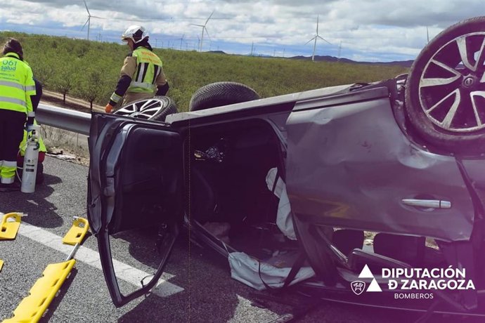 Accidente de tráfico en la AP-68, cerca de Gallur, con cuatro heridos