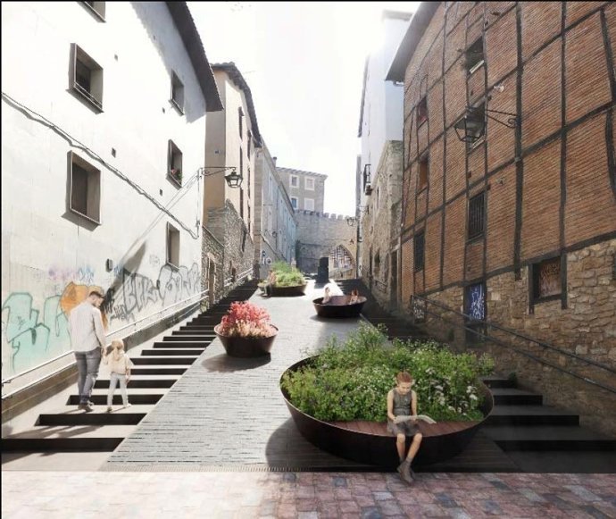 Infografía del proyecto de reverdecimiento del Casco Medieval