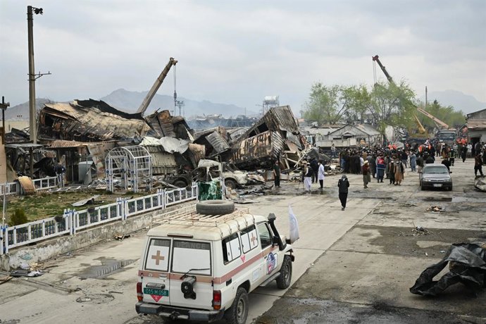CABUL, 17 de março de 2026  -- Esta foto, tirada em 17 de março de 2026, mostra o Hospital de Tratamento de Dependência Química Omid, em Cabul, no Afeganistão, danificado. A Força Aérea do Paquistão realizou um ataque aéreo na madrugada desta segunda-feir