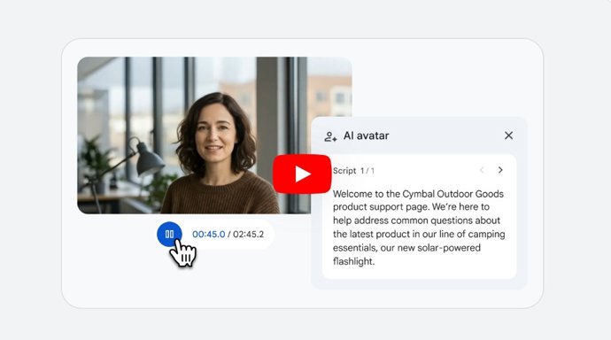 Vídeo com avatar gerado no Vids