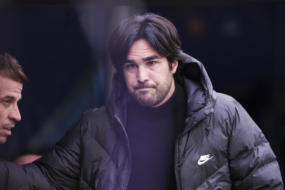 El entrenador del Barça Femení, Pere Romeu, en el Clásico de la Liga de Campeones en el Spotify Camp Nou