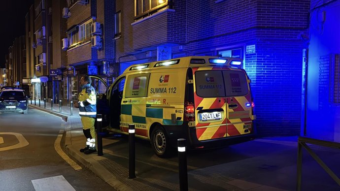 Uma ambulância do SUMMA 112 no local do incidente