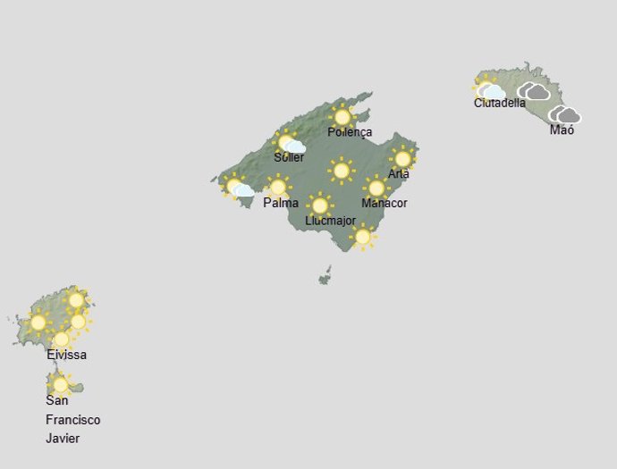 Mapa del tiempo para este 3 de abril en Baleares