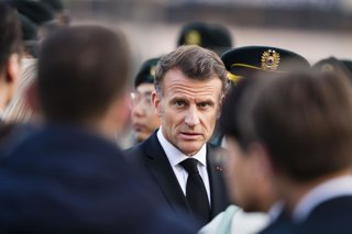 April 2, 2026, Seoul, South Korea: EMMANUEL MACRON, president of France, greets dignitaries after paying respects to the war dead at the War Memorial of Korea, during a state visit to Seoul, South Korea.