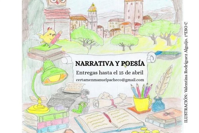 Cartel del XXVI Certamen Literario 'Manuel Pacheco' de Olivenza (Badajoz)