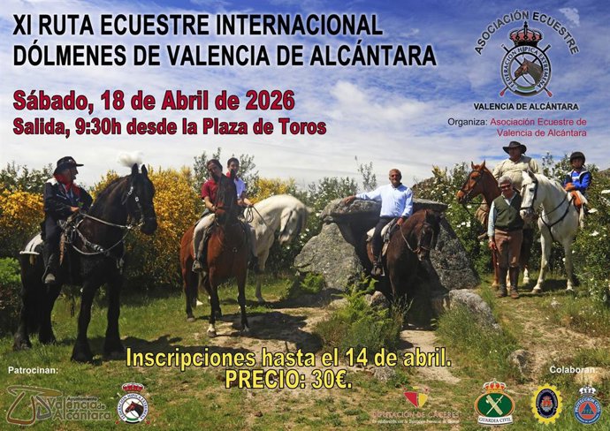 La XI Ruta Ecuestre Internacional Dólmenes de Valencia de Alcántara se celebrará el 18 de abril 