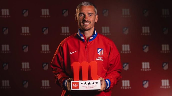 El jugador del Atlético de Madrid Antoine Griezmann, elegido 'Jugador Cinco Estrellas de marzo'