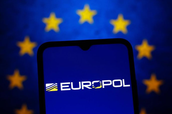 Archivo - July 16, 2025, Canada: In this photo illustration, the Europol (European Union Agency for Law Enforcement Cooperation) logo is seen displayed on a smartphone screen.