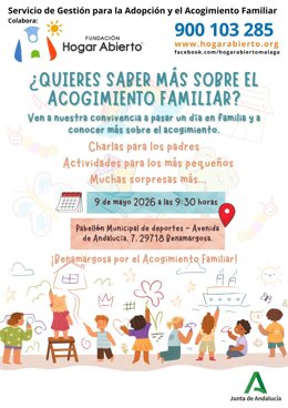 Fundación Hogar Abierto celebra en mayo en Benamargosa (Málaga) una jornada de convivencia sobre el acogimiento familiar.