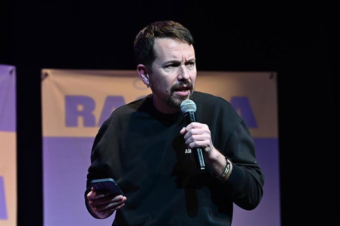 Archivo - El exvicepresidente del Gobierno, Pablo Iglesias, interviene durante un mitin de Podemos-Alianza Verde, a 4 de febrero de 2026, en Zaragoza, Aragón (España).