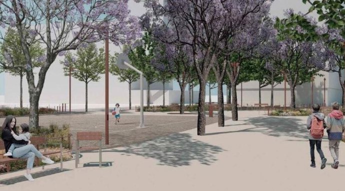 Render dels jardins Bacardí, al districte de Les Corts de Barcelona, el projecte de remodelació del qual s'ha aprovat