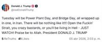 Trump exige a los "locos cabrones" de Irán que abran para el martes "el puto estrecho" de Ormuz
