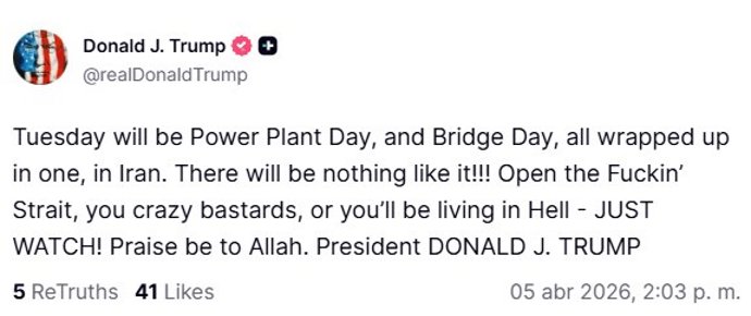 El presidente de Estados Unidos, Donald Trump, amenaza a Irán