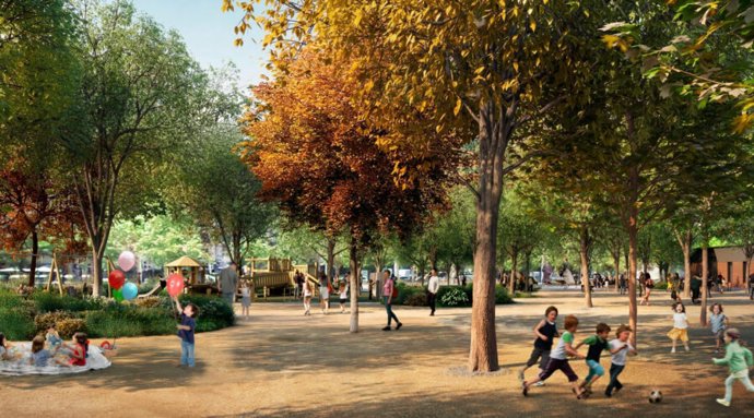 Barcelona destina 3,42 millones a la remodelación integral del Parc de Can Dragó Render del futuro Parc de Can Dragó.