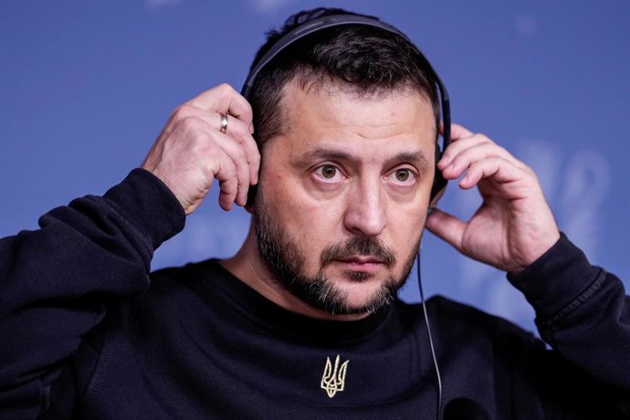 Archivo - El presidente de Ucrania, Volodimir Zelenski, durante una rueda de prensa en Oslo.