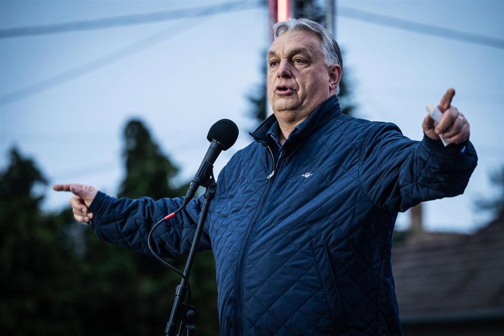 Viktor Orbán, primer ministro de Hungría, en un acto de campaña.