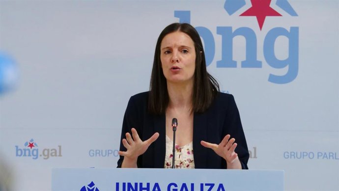 La viceportavoz parlamentaria del BNG Olalla Rodil en rueda de prensa.