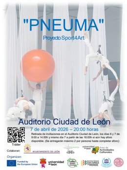 El Auditorio Ciudad de León acoge mañana el proyecto Sport 4 Art 'Pneuma', que aúna danza, circo y deporte.