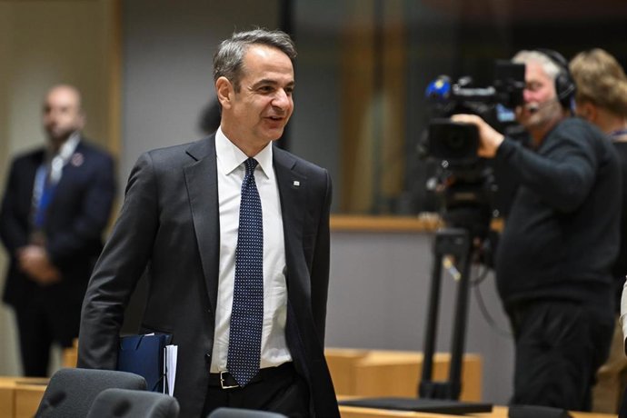 El primer ministro de Grecia, Kyriakos Mitsotakis, participa en el Consejo Europeo celebrado en Bruselas.