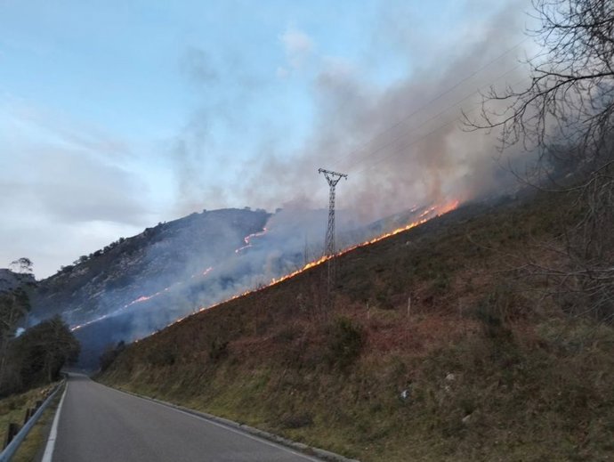 Archivo - Incendio forestal en Cantabria 